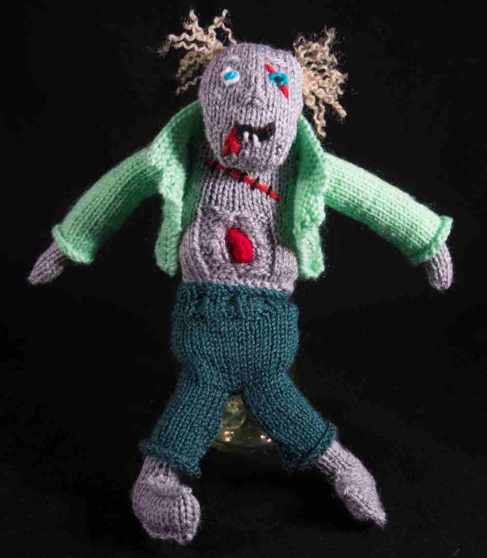 knitted zombie with removable brain